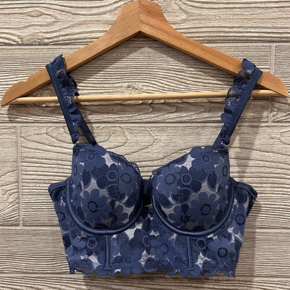 Floral Lace Blue Bralette - Aerie (34B).